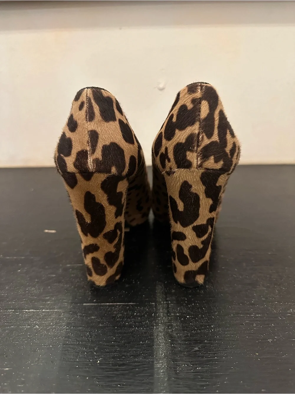 Miu Miu Leopard Print Calf Hair Pumps in Tan and Black